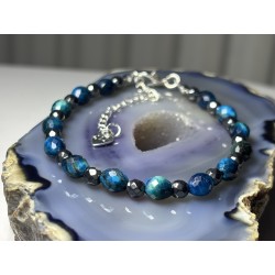 Apatyt hematyt fasetowany bransoletka srebro 925