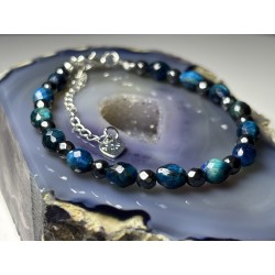 Apatyt hematyt fasetowany bransoletka srebro 925