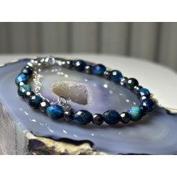 Apatyt hematyt fasetowany bransoletka srebro 925