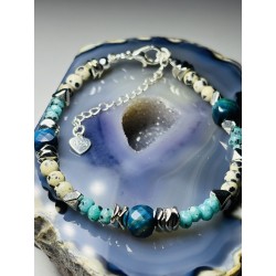 Bransoletka Apatyt turkus afrykański jaspis dalmatyński