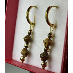 Kolczyki jaspis obrazkowy kamienie naturalne kółka złote