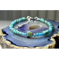 Bransoletka apatyt i turkus afrykański serce srebro 925