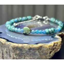 Bransoletka apatyt i turkus afrykański serce srebro 925