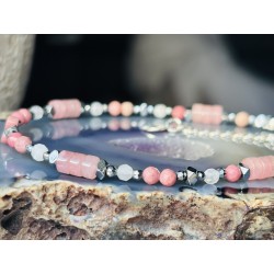 2 Rodonit kwarc serce bransoletka z kamieni naturalnych