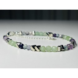 1 Fluoryt Ametyst Awenturyn hematyt srebro 925