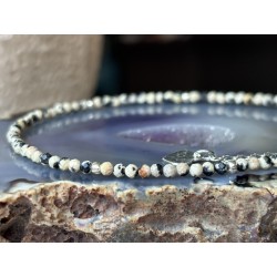 Bransoletka Jaspis dalmatyński fasetowany srebro 925