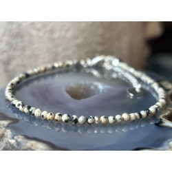 Bransoletka Jaspis dalmatyński fasetowany srebro 925