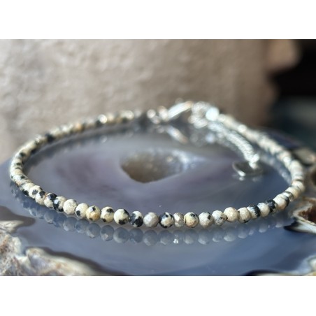 Bransoletka Jaspis dalmatyński fasetowany srebro 925