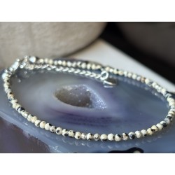 Bransoletka Jaspis dalmatyński fasetowany srebro 925