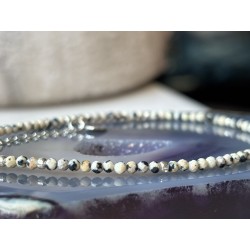 Bransoletka Jaspis dalmatyński fasetowany srebro 925