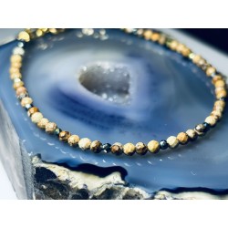 Bransoletka Jaspis mozaikowy fasetowany złoto