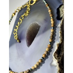 Bransoletka Jaspis mozaikowy fasetowany złoto