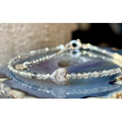 Bransoletka Labradoryt agat serce srebro 925