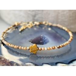 Bransoletka Jaspis mozaikowy tiger eye kwiatek złote