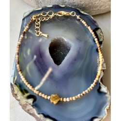 Bransoletka Jaspis mozaikowy tiger eye kwiatek złote