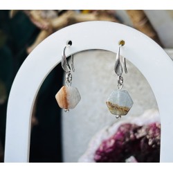Srebro 925 silver kolczyki kamień naturalny Kalcyt calcite