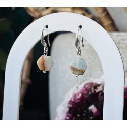 Srebro 925 silver kolczyki kamień naturalny Kalcyt calcite