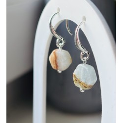 Srebro 925 silver kolczyki kamień naturalny Kalcyt calcite