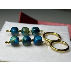 Apatyt fasetowany kolczyki kamień naturalny kółka