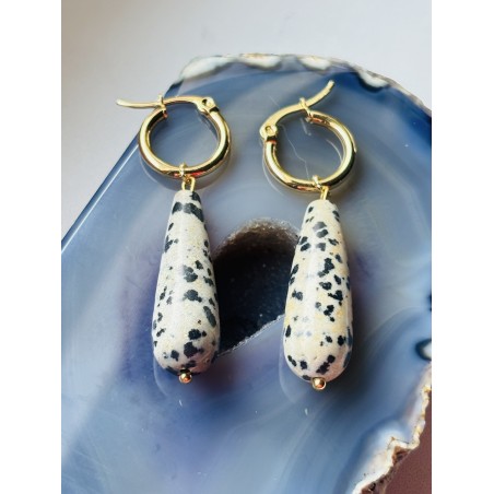 Jaspis dalmatyński kolczyki z kamienia naturalnego łezki