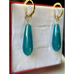 Angelit morskie kolczyki krople duże kamień naturalny