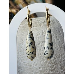 Jaspis dalmatyński kolczyki z kamienia naturalnego łezki