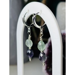 Fluoryt kolczyki z fluorytem srebro 925 ametyst premium