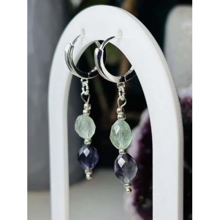 Fluoryt kolczyki z fluorytem srebro 925 ametyst premium