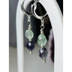 Fluoryt kolczyki z fluorytem srebro 925 ametyst premium