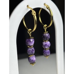 Kolczyki złote z ametystem fasetowane Ametyst