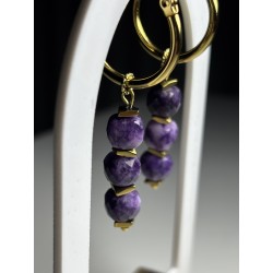 Kolczyki złote z ametystem fasetowane Ametyst