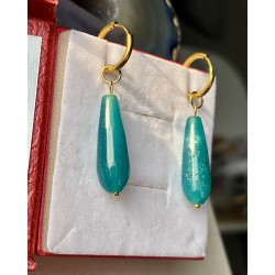 Angelit morskie kolczyki krople duże kamień naturalny