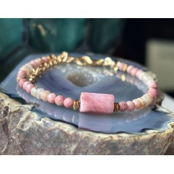 Zestaw 4 bransoletek personalizowanych z kamieni w kolorze kc gold