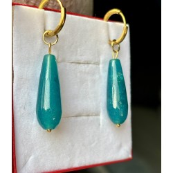 Angelit morskie kolczyki krople duże kamień naturalny