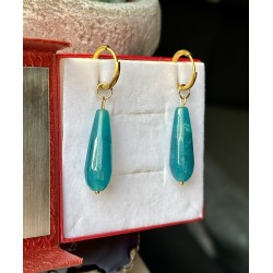 Angelit morskie kolczyki krople duże kamień naturalny