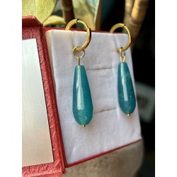 Angelit morskie kolczyki krople duże kamień naturalny