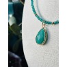 Szmaragdowy zielony naszyjnik z amazonitem złote dodatki
