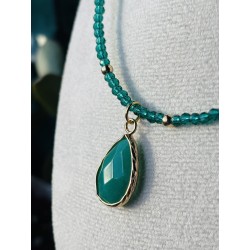 Szmaragdowy zielony naszyjnik z amazonitem złote dodatki