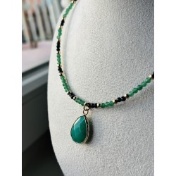 Zestaw bransoletka i naszyjnik szmaragd zielony amazonit awenturyn