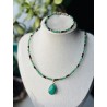 Zestaw bransoletka i naszyjnik szmaragd zielony amazonit awenturyn