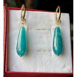 Angelit morskie kolczyki krople duże kamień naturalny