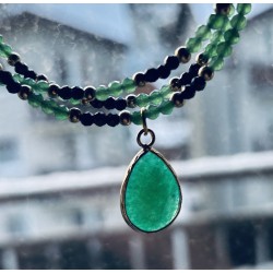 Zestaw bransoletka i naszyjnik szmaragd zielony amazonit awenturyn