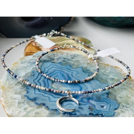 Zestaw sodalit bransoletka naszyjnik srebro 925