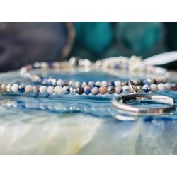 Zestaw sodalit bransoletka naszyjnik srebro 925