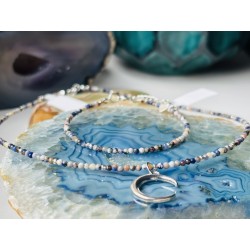 Zestaw sodalit bransoletka naszyjnik srebro 925