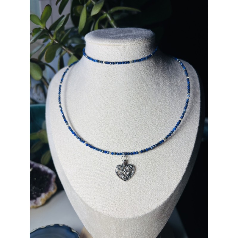 Zestaw lapis lazuli srebro 925 bransoletka naszyjnik