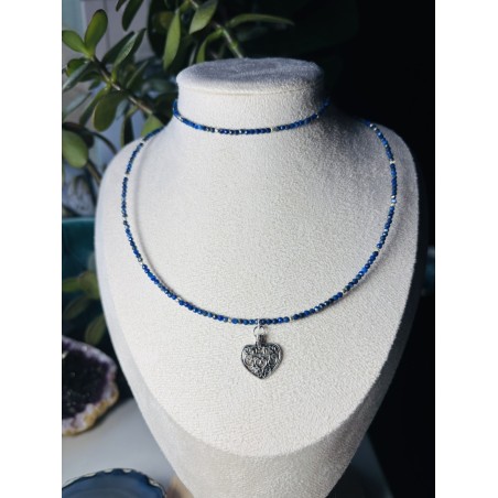 Zestaw lapis lazuli srebro 925 bransoletka naszyjnik