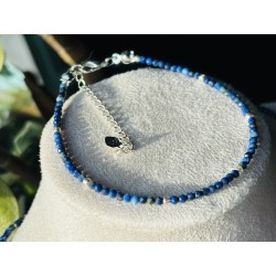 Zestaw lapis lazuli srebro 925 bransoletka naszyjnik