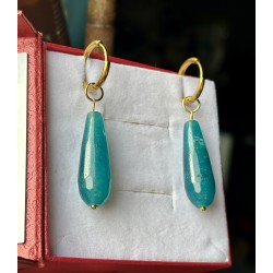 Angelit morskie kolczyki krople duże kamień naturalny