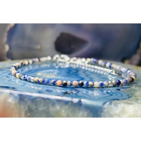 Sodalit Bransoletka z kamienia naturalnego srebrna 925